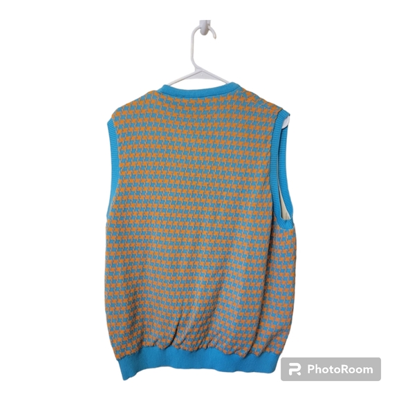PRX Sz XL Pivot Rules Performance Blue Orange Houndstooth Pullover Golf Vest NWT - Picture 2 of 9
